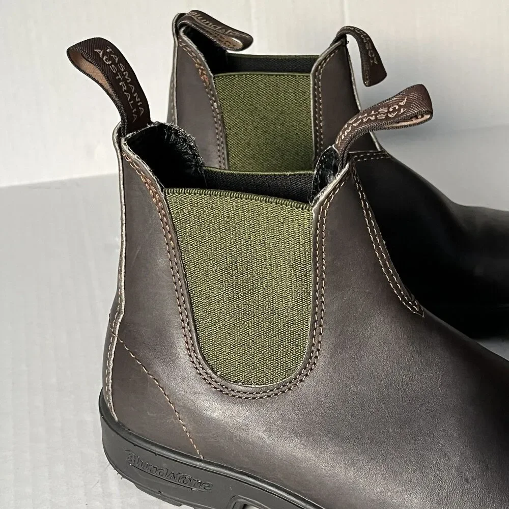 Blundstone Original Series 519 Chelsea Ankle Boots Stout Brown/Olive M 7.5 W 8.5